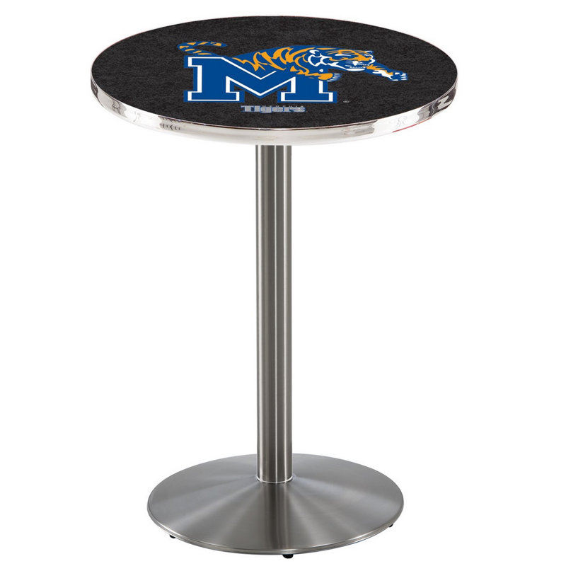 Round Metal Base Dining Table, University of Memphis, Stainless Steel