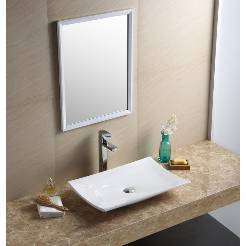 Modern Vitreous China Rectangular Vessel Bathroom Sink