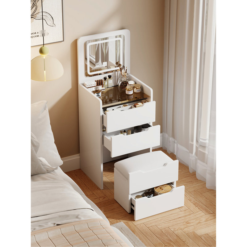 Vanity Desk With Flip Top Mirror And 3 Drawers, Elegant For Bedroom Dressing White Finish, White