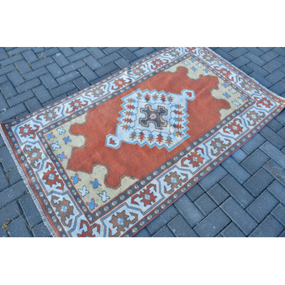 Tapis vintage rétro Oushak idéal pour la maison et le vestibule dans un ton orange vif