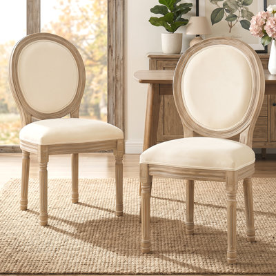 Chaises d'appoint de salle à manger en bois massif à dossier très grand Mid-Century de 20 po de hauteur Amando, beige, velours