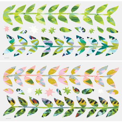 Décalcomanie murale en forme de bâtons et colles à motif floral