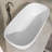 Matte White Bathtub 63'' Solid Surface Freestanding Tub Stand Alone Stone Resin Oval Slipper Tub with Center Drain