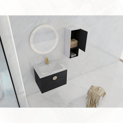 Meuble-lavabo mural avec évier en céramique