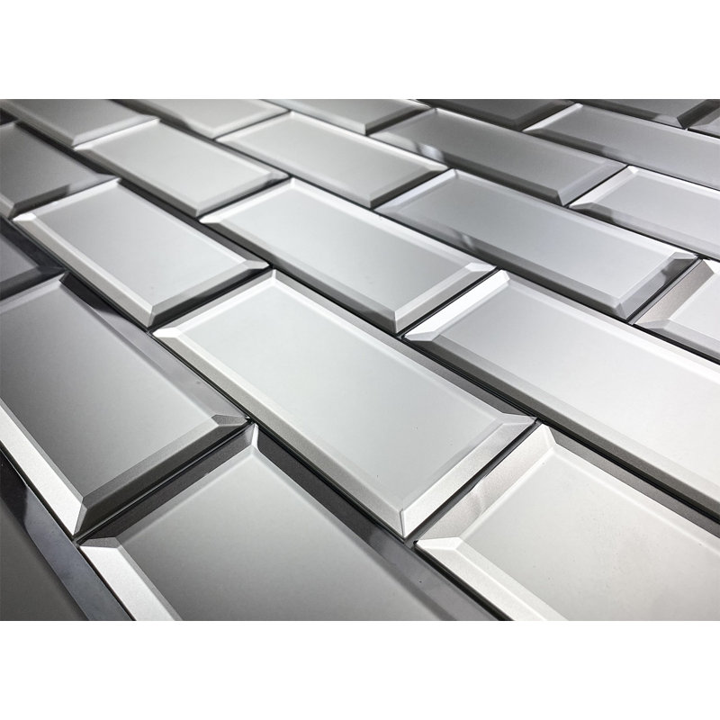 Frosted Elegance 3 in. x 6 in. Diamond Grade Glass Beveled Subway Decorative Kitchen & Bathroom Wall Tile