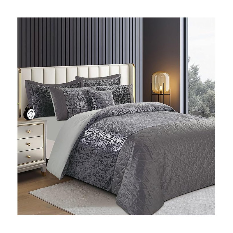 Aerith Microfiber Solid Colour Duvet Cover Set with Pillowcases Included, King Duvet Cover Set +2 Standard Pillowcases, Grey