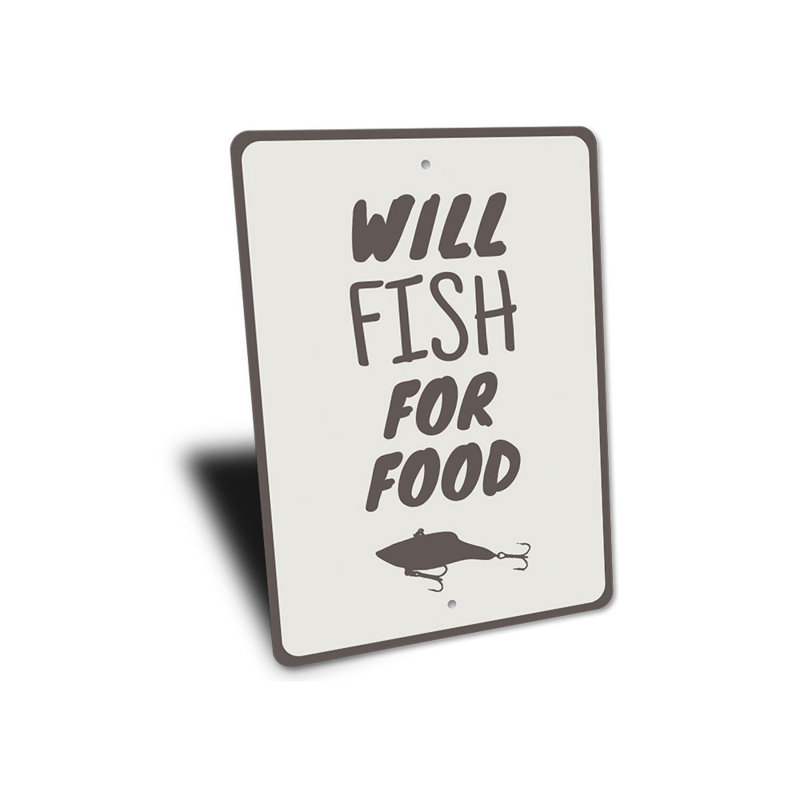 Fishing Lure Aluminum Sign, 18" H x 12" W x 0.06" D