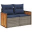  Ensemble de canapé de patio 5 pièces avec coussins en rotin de polyester gris