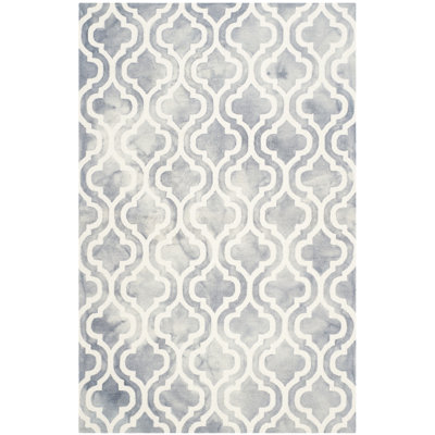 Tapis gris / ivoire en laine touffeté à la main Adelei