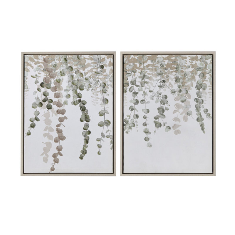 Ensemble de décoration murale en toile encadrée 2 pièces Eucalyptus