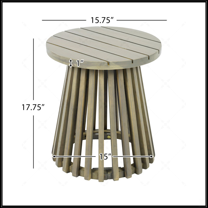 Table d'appoint d'extérieur en bois d'acacia, Gris