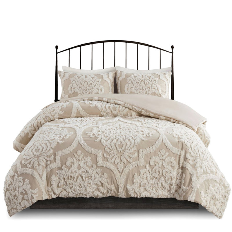 Housse de couette en coton chenille, double / grand, avec fermeture à boutons et cravate 3 pièces, Queen Comforter + 2 Shams
