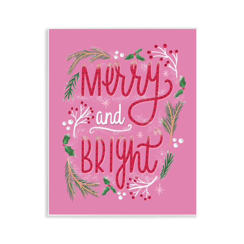 Art mural sur toile «Merry and Bright Pink Pine» par Louise Allen Designs