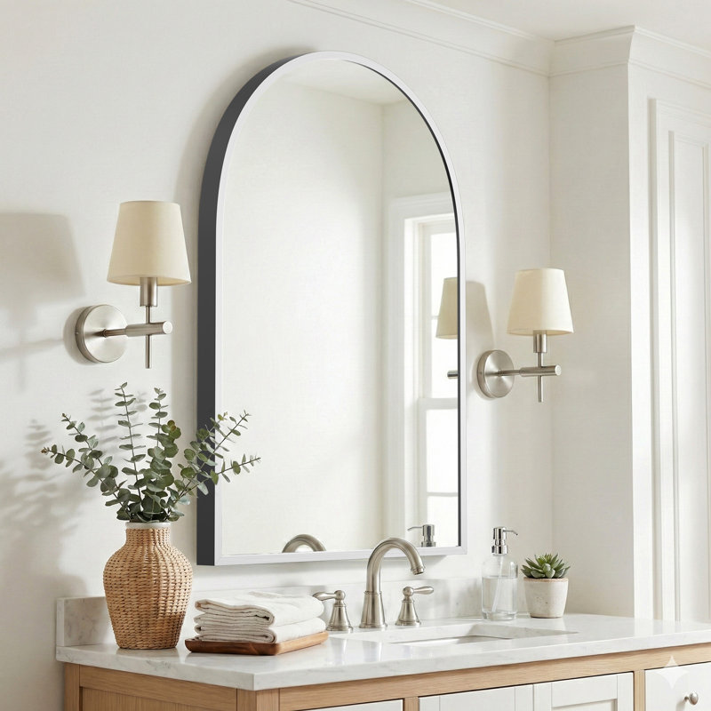 Metal Arch Mirror, Silver