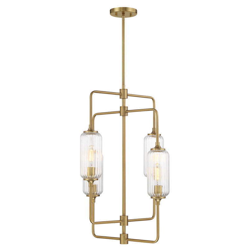 Lustre 4 lumières Nunley , Laiton, H 28,25 po x l 20 po x P 20 po