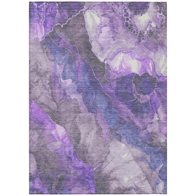 Machine Washable Indoor/Outdoor Xhevrie Lavender Rug
