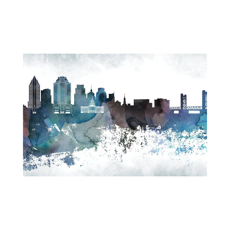 Sacramento Bluish Skyline by WallDecorAddict - Wrapped Canvas Painting, 101.6 cm H x 66.04 cm W