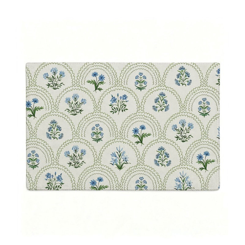 Tapis 120 pi x 80 cm à motif floral blanc cassé