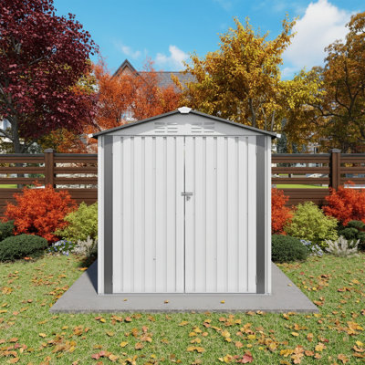 6' W× 3.6'D Metal Storage Shed - Lockable, Peaked Roof & Window - Outdoor Tool Storage