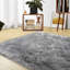 Tapis à poil long gris fait à la main Glendine-1860451720