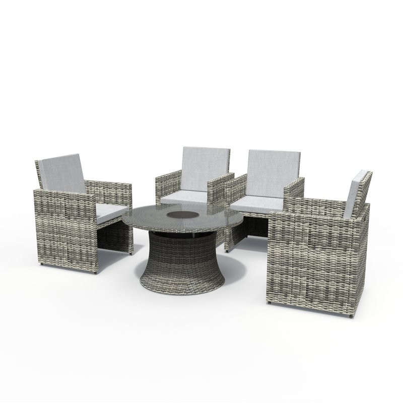 Wicker 4 - Person Patio Conversation Set with Cushions