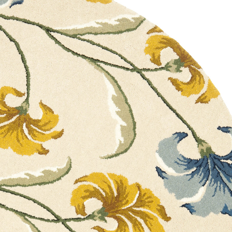 Avayah Soho Hand Tufted Wool And Viscose Floral Rug, Round 6'