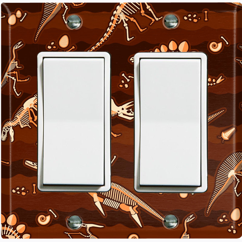 Plaque murale d'interrupteur à bascule Dinosaur Fossils Earth 2-Gang
