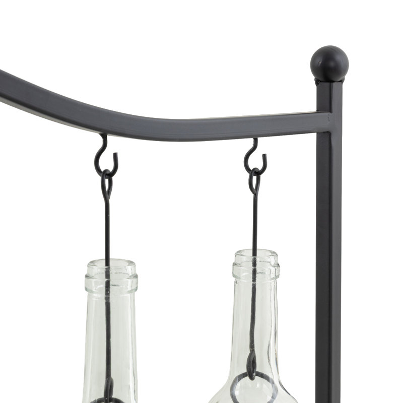 Metal Hanging Bottle Decorative Indoor Outdoor Black Candle Lantern