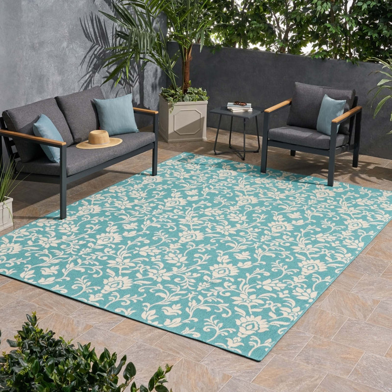 Blue Rectangle Polypropylene Area Rug, Rectangle 7'10" x 10'