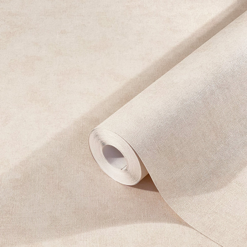 Amogh Collection Shimmery Plain Texture 10.05m x 53cm Wallpaper Roll, Ivory