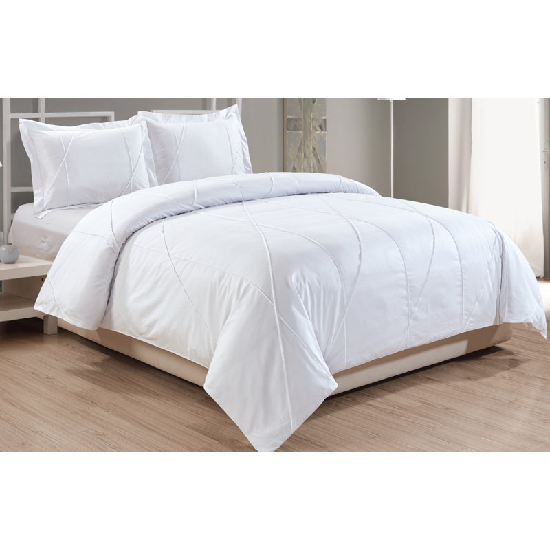 Sherry Modern & Contemporary Cotton Box Stitch Geometric Shapes Duvet Cover, White, King Duvet Cover + 2 Shams