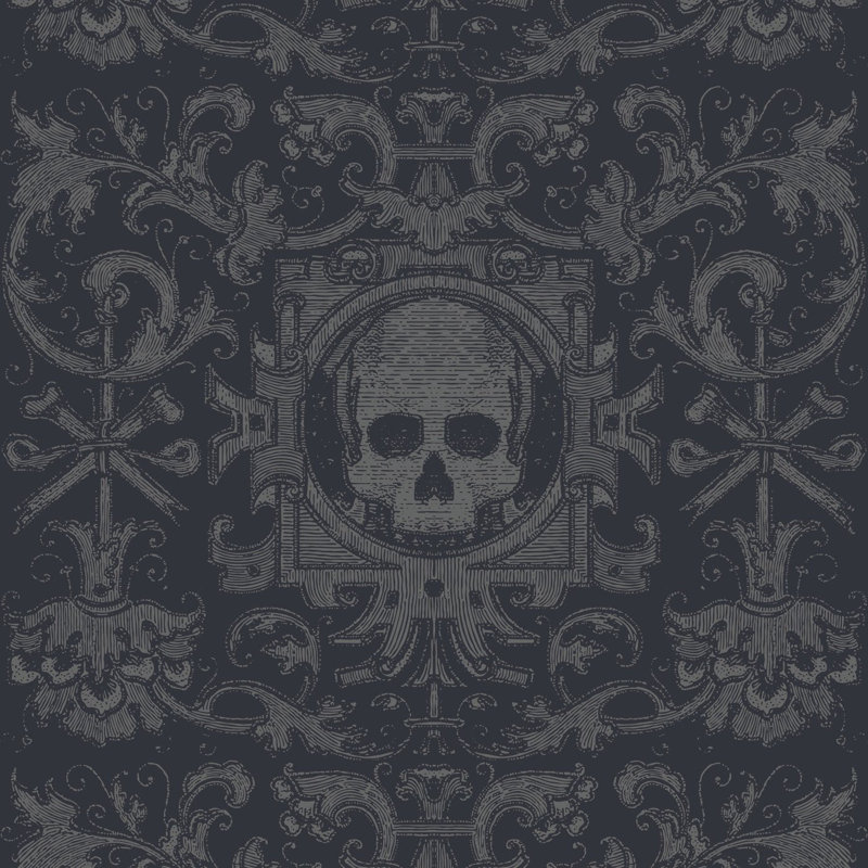 Skull Box - Papier peint noir, Vinyl, Self-Adhesive