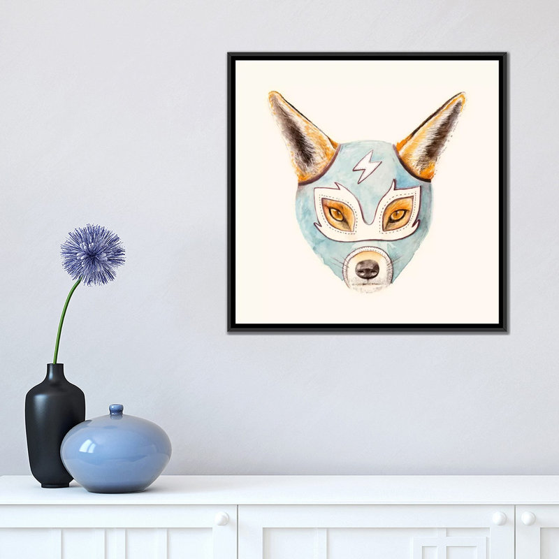 « andrew fox, », impression sur toile, H 18 po x l 18 po x P 1,5 po, Toile avec cadre noir, Pas de tapis