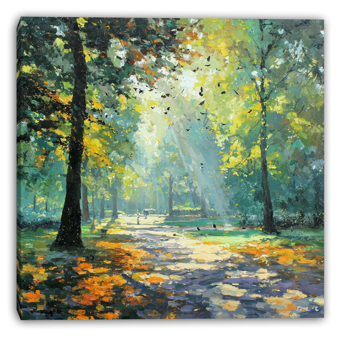 Union Rustic Sunlit Park Path Wrapped Canvas Wall Art | Wayfair