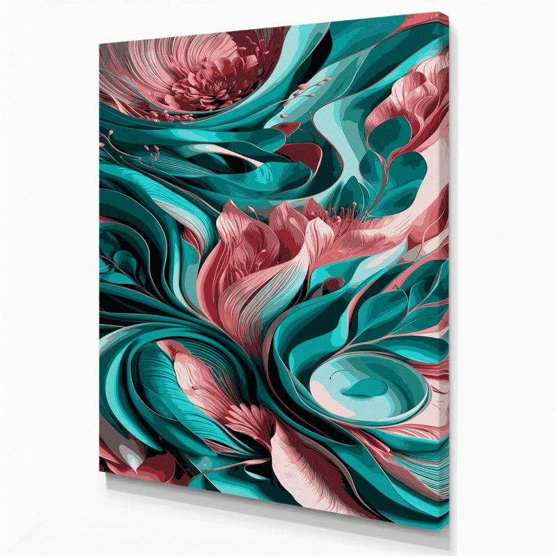 "Abstract Florals", art mural sur toile grise, H 20 po x l 16 po