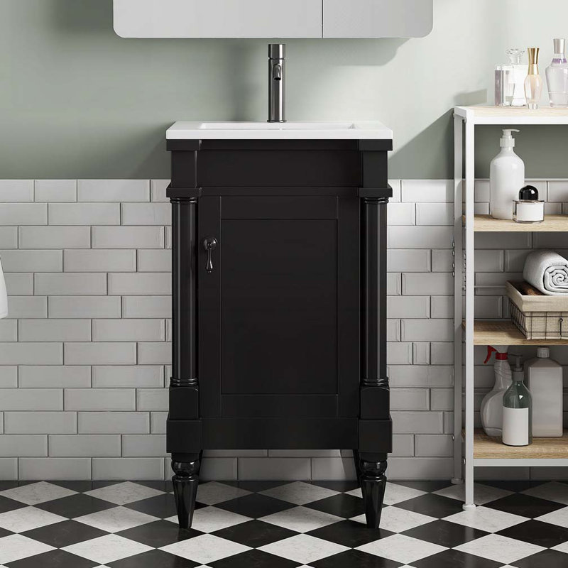 Bathroom Vanity with Ceramic Sink, Black