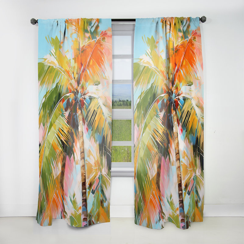Palmier Palm VII - Rideau floral obscurcissant palmiers et palmiers - 1 panneau, L 52 po x L 63 po