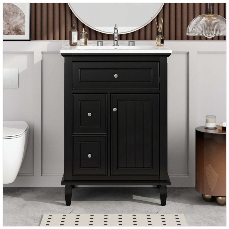 Armoire de meuble-lavabo de salle de bain, Black