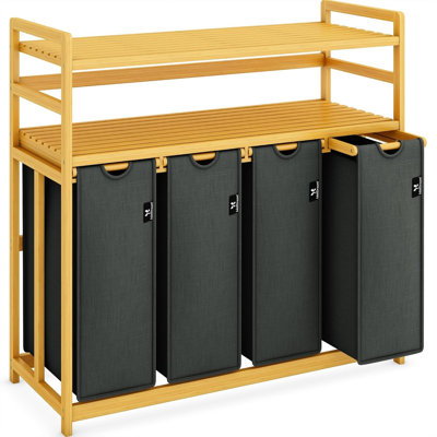 Rangement en bambou pour panier à linge