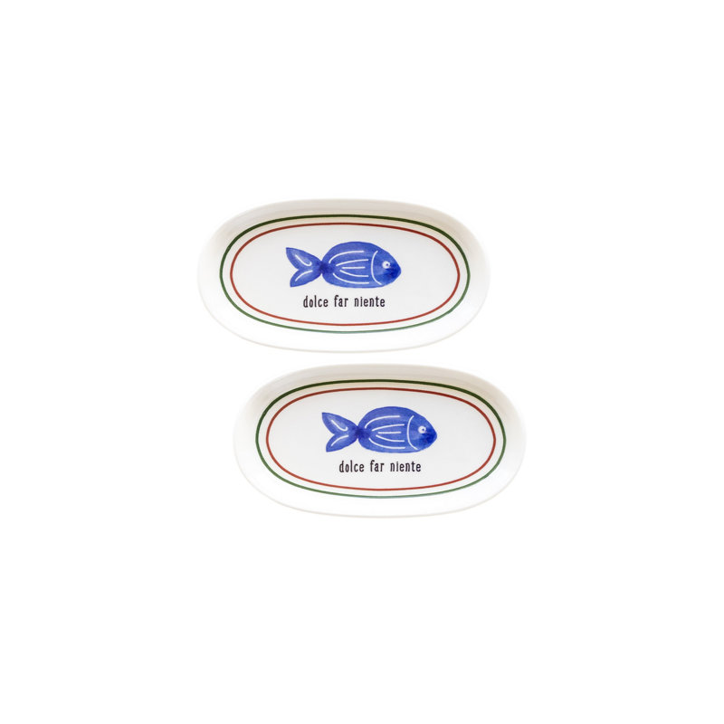 Elegant Ceramic Platter Set (2 Pieces), Blue, 8.3 x 4.7 x 0.8 inches | 100% Ceramic, Durable & Dishwasher Safe | Perfect for Serving Appetizers, Desserts & Snacks | Stylish Design for Any Occasion