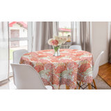 Ambesonne Underwater Round Tablecloth, Sea World Pattern With Tortoiseshell Swimming Amongst Coral Reef, Circle Table Cloth Cover For Dining Room Kitchen Decoration, 60", Coral Orange