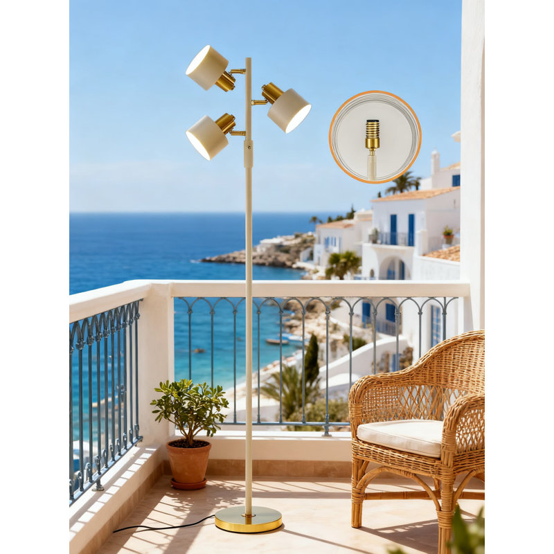 3-Light Adjustable Floor Lamp, Modern Industrial Led Standing Lamp With 350° Rotation, Dimmable Bright Lighting For Living Room, Bedroom, Office, And Indoor Plant Growth