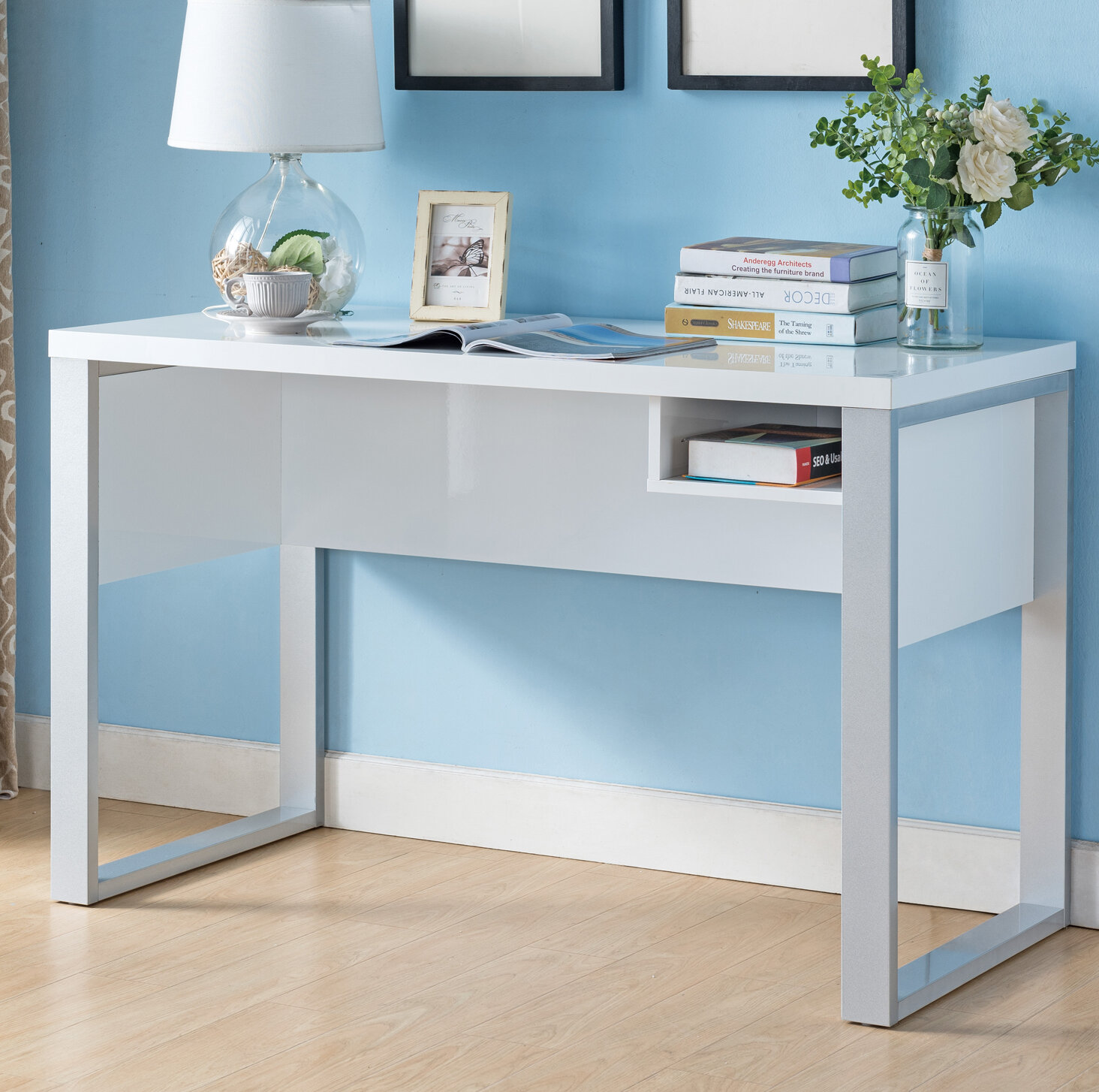 Orren Ellis Hednesford Metal Base Writing Desk | Wayfair