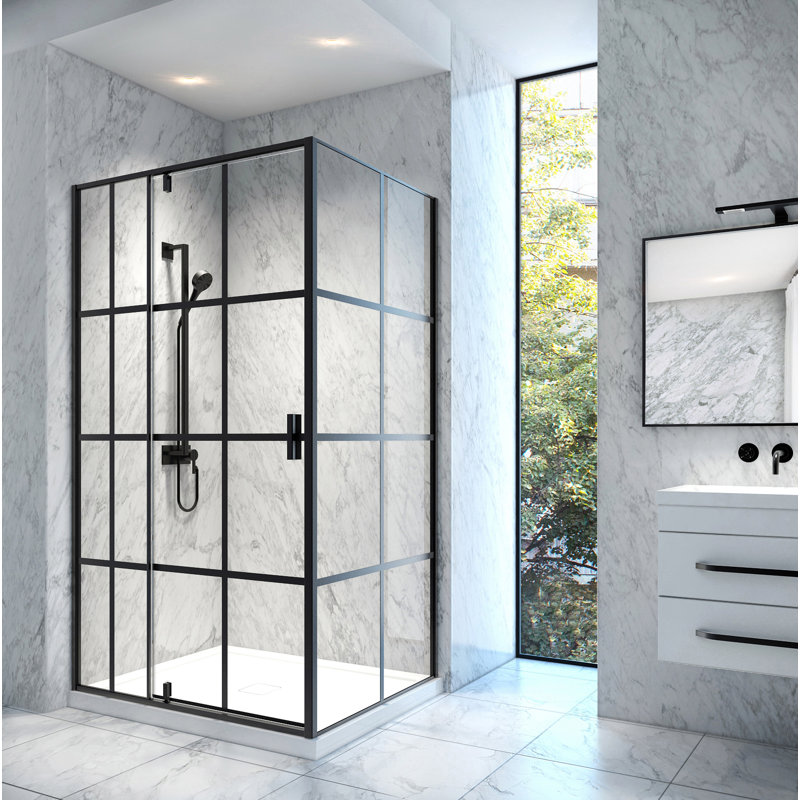 Lanelle 48'' W 75'' H Framed Rectangle Reversible Shower Enclosure