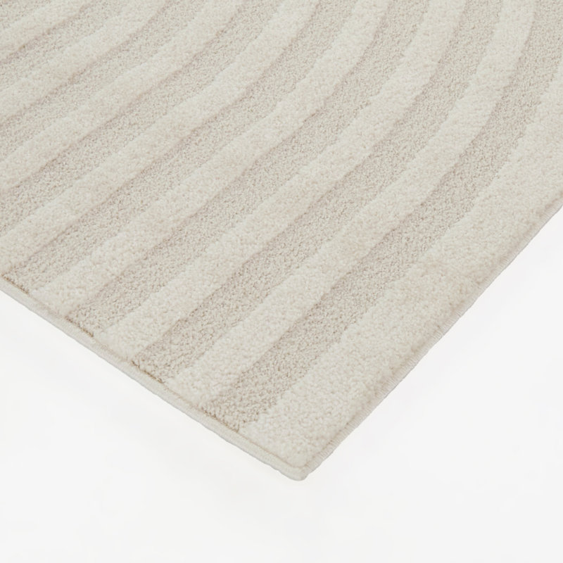 Kellam Cream Arched Mid-Century Modern Area Rug, Rectangle 5'3" x 7'
