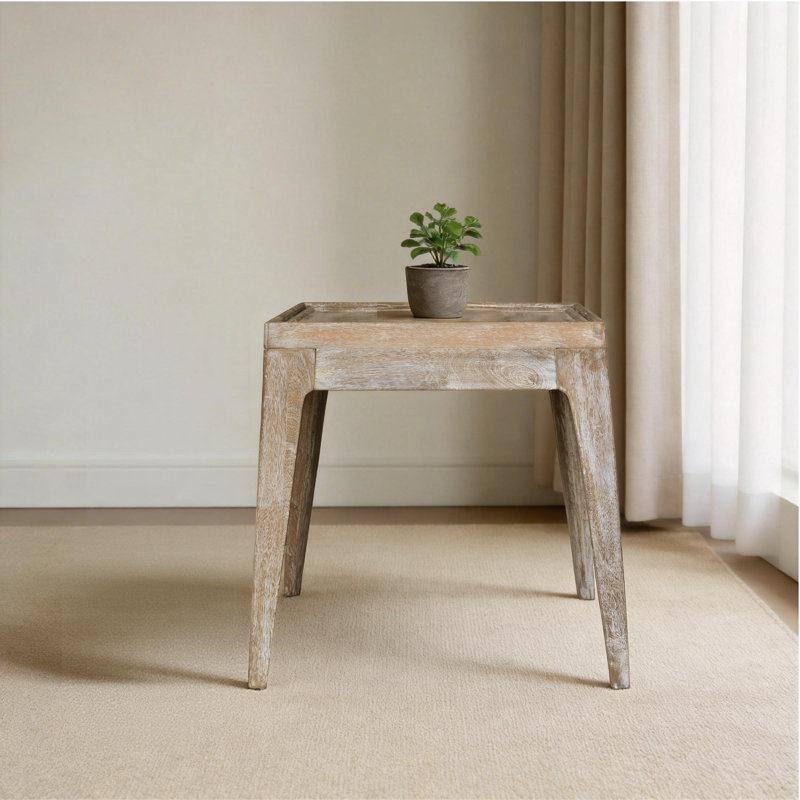 Schmitt Solid Wood Tray Top End Table