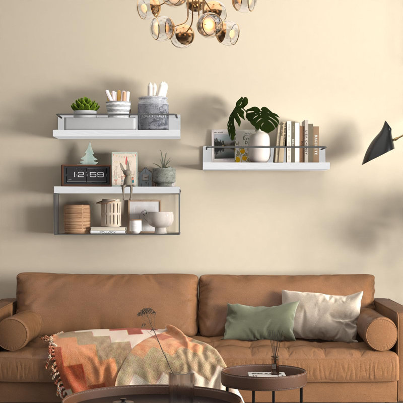 Floating Shelves Bathroom Cabinet, White/Silver