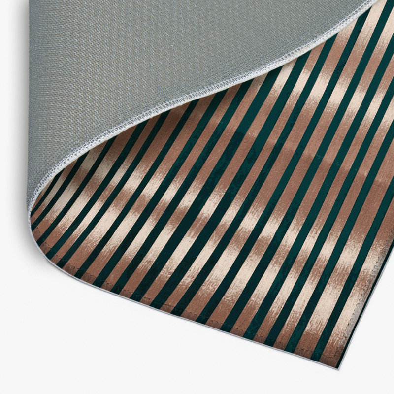 Tapis intérieur / extérieur vert HorizontalStripes, Rectangulaire 8 pi x 10 pi