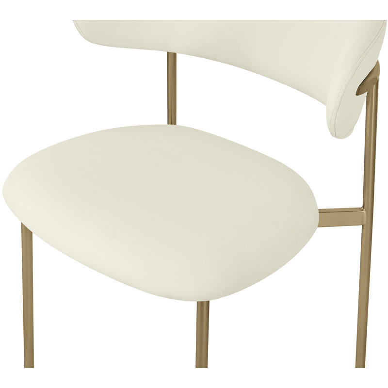 Lupita 19'' H Upholstered Side Chair, Brushed Gold, Cream Vegan Leather