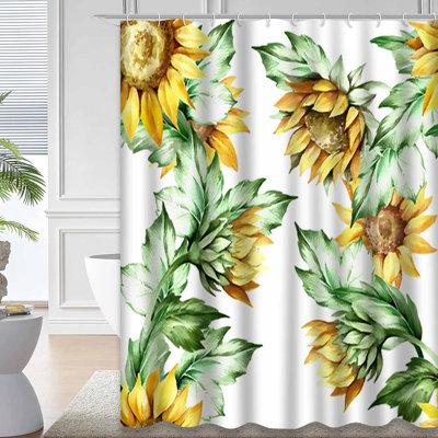 Rideau de douche sans couture à motif floral avec 12 crochets